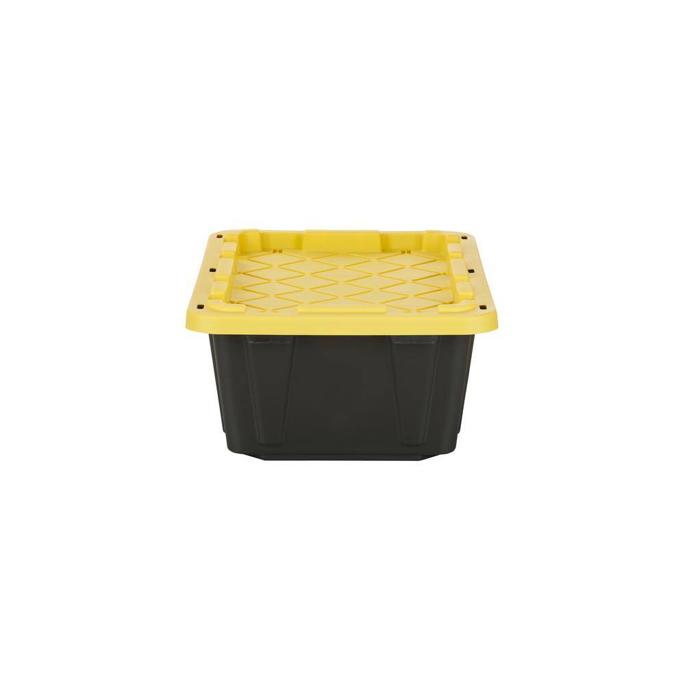 HDX 14 Gal. Tough Storage Tote in Black with Yellow Lid SW111