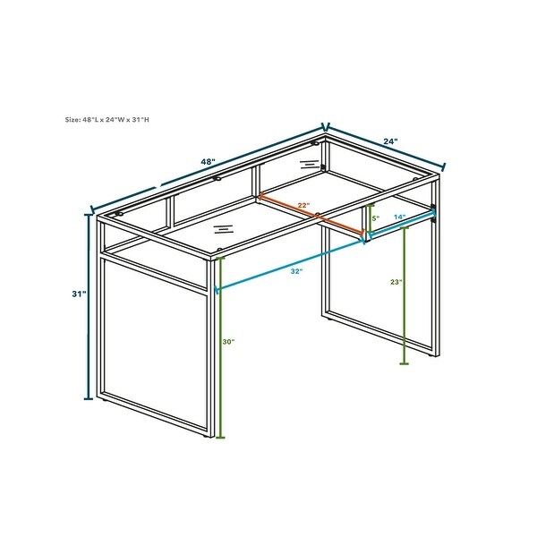 Console Table with Glass Tabletop and Open Compartment