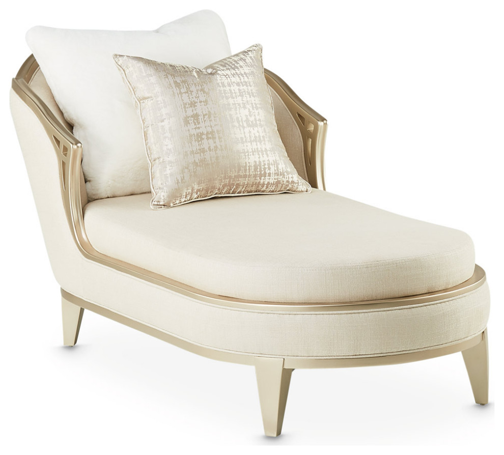 Villa Cherie Chaise   Pearl/Caramel   Contemporary   Indoor Chaise Lounge Chairs   by Michael Amini  Houzz