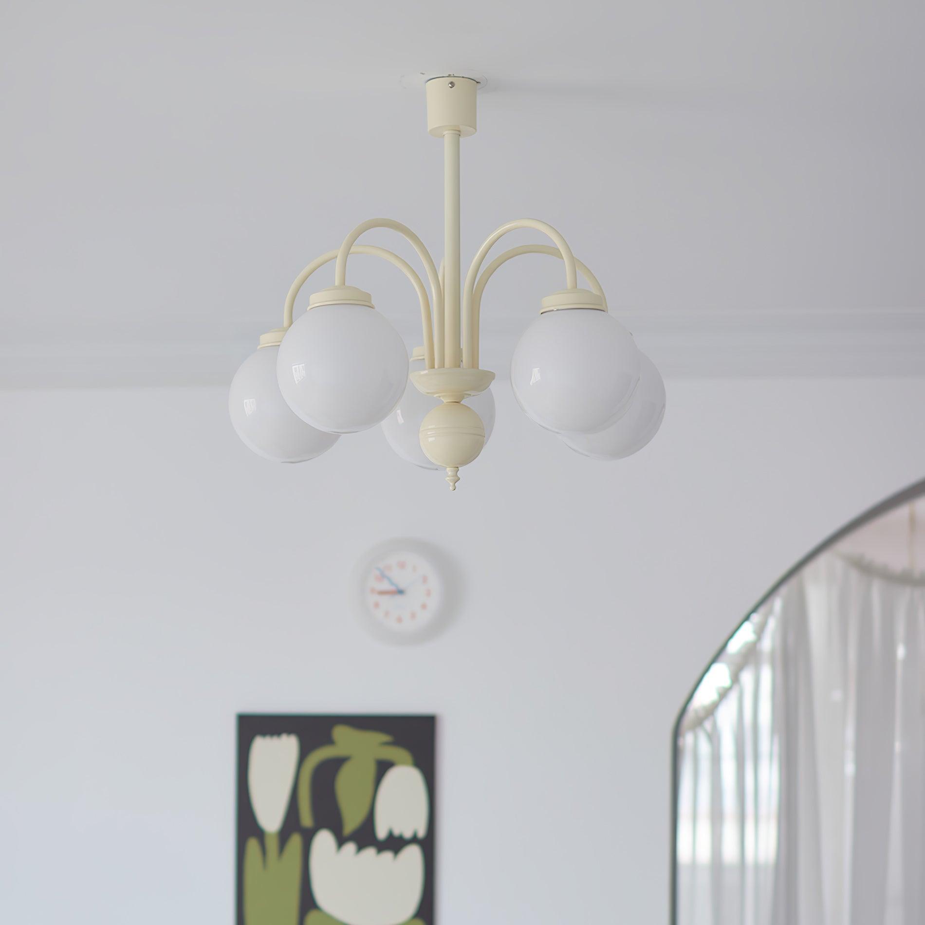 Cream Glass Sphere Chandelier