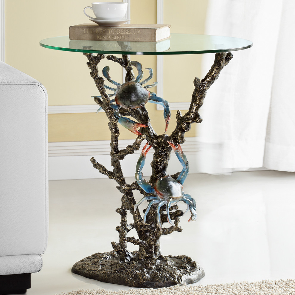 Crabs  ampCoral End Table   Beach Style   Side Tables And End Tables   by SPI  Houzz