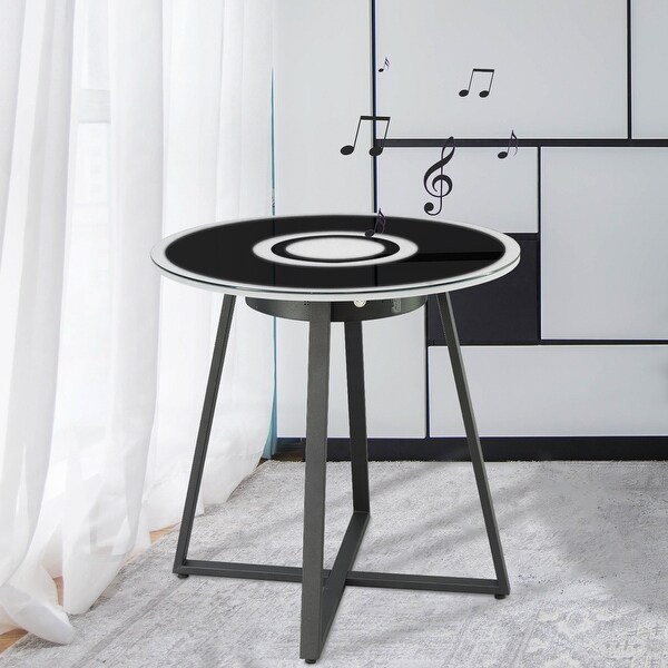 Modern Side Magic Table with Bluetooth Speaker USB and LED Lights