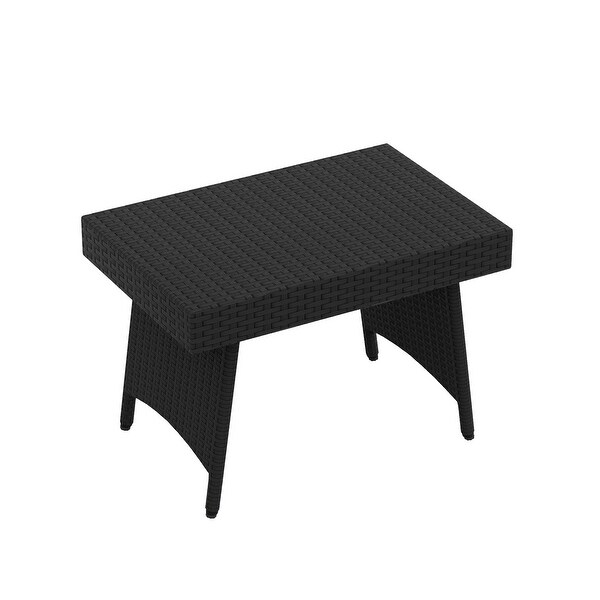 Peader Outdoor Wicker Adjustable Collapsible Folding Table