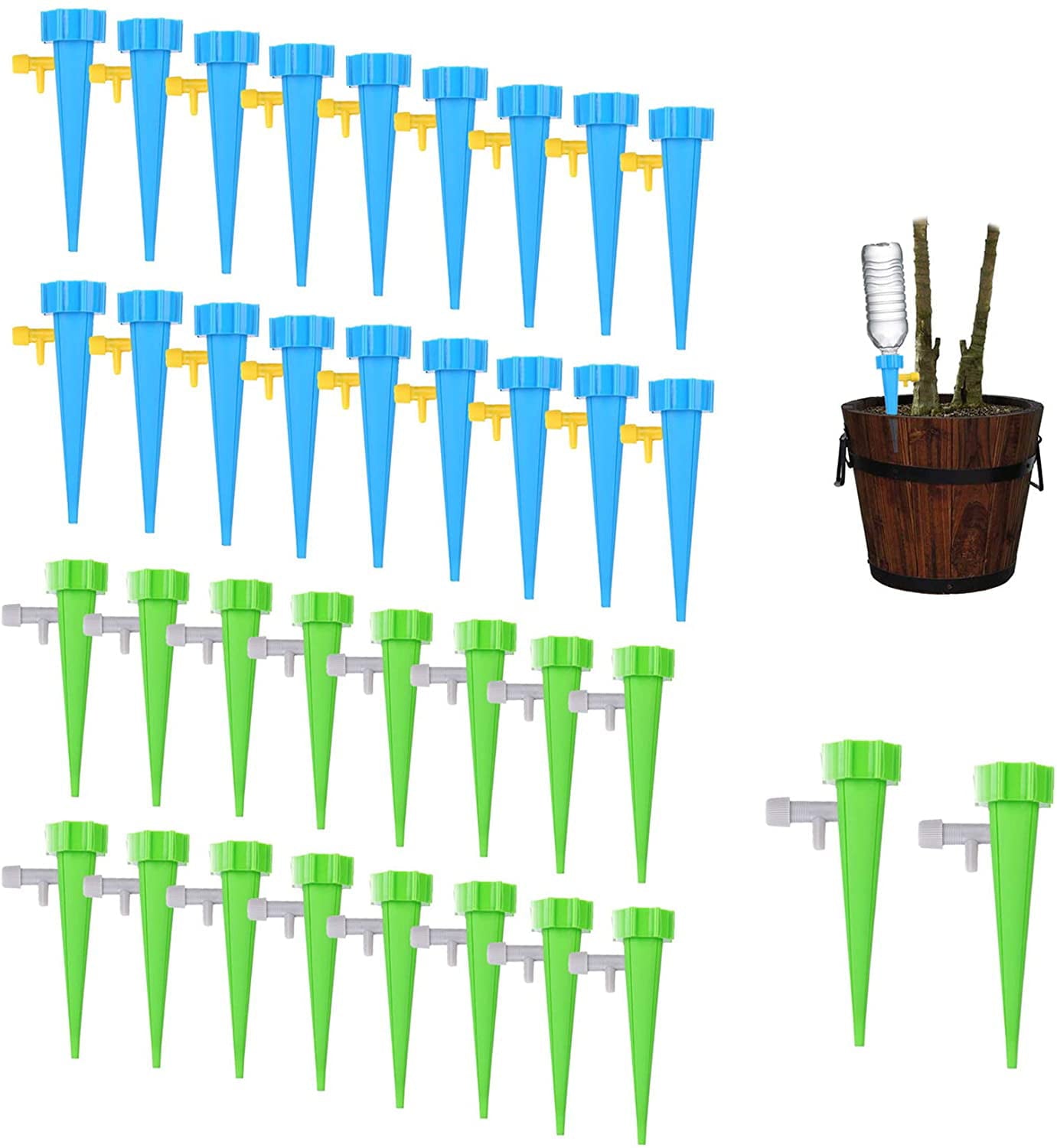 SSAWcasa 36 Packs Plant Waterer Automatic Self Watering Spikes Self Drip Irrigation with Slow Release Control Valve Switch for Potted Plants