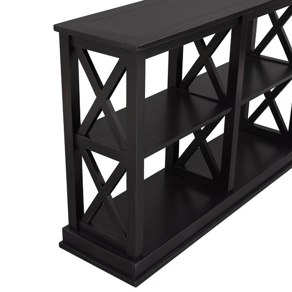 Console Table with 3-Tier Open Storage Spaces and 