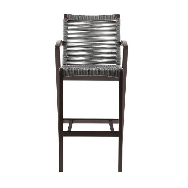 Ivan 30 Inch Barstool， Dark Brown Eucalyptus Wood Frame