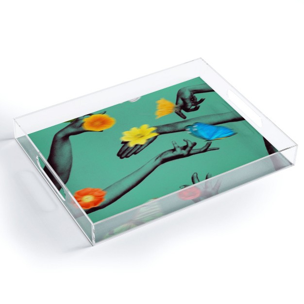 Chromoeye Jewels In Teal Acrylic Tray Deny Designs