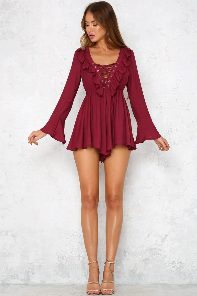 Kiss Me Quick Romper Wine