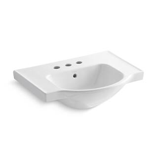 KOHLER Veer 24 in. Vitreous China Pedestal Sink Basin in White R5248-4-0