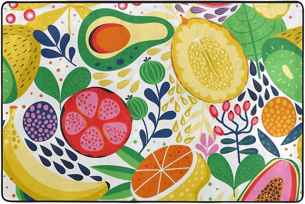 Colourlife Various Tropical Fruits On White Lightweight Carpet Mats Area Soft Rugs Floor Mat Doormat Decoration For Rooms Entrance 36 X 24 Inches