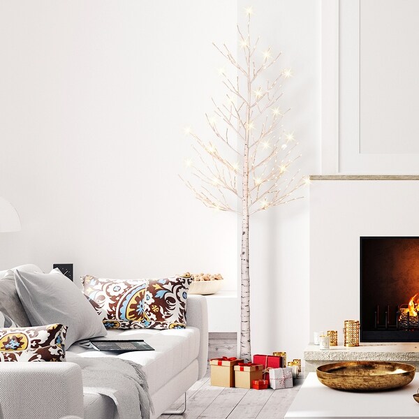 Puleo International 8 ft. PreLit White Artificial Twig Tree