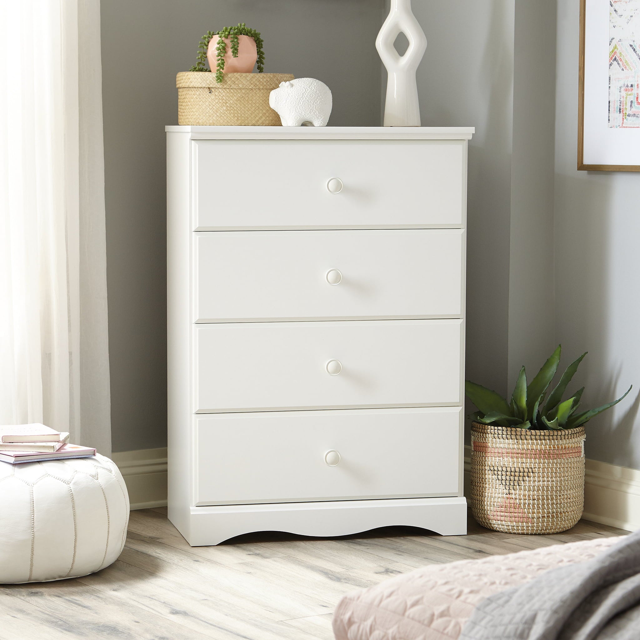 Sauder Storybook 4-Drawer Dresser, Soft White Finish