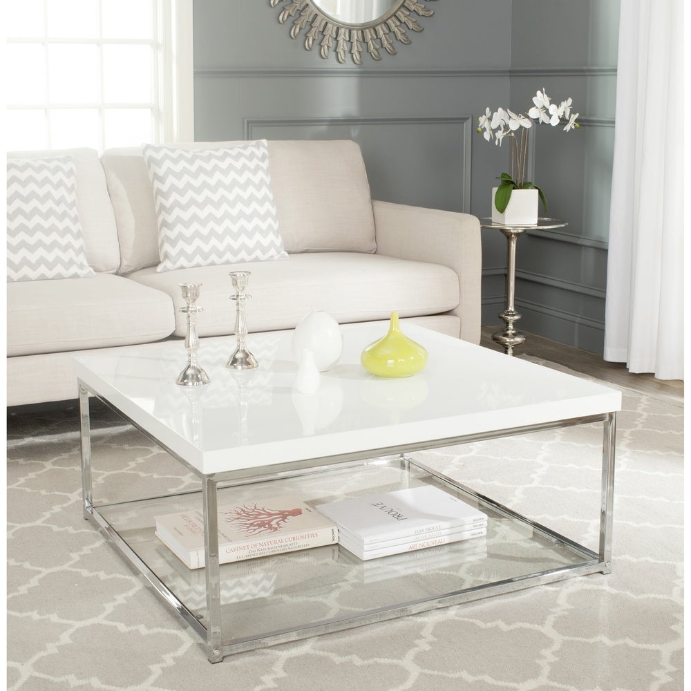 SAFAVIEH Malone White/ Chrome Coffee Table - 35.4