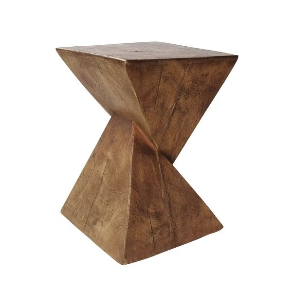 Outdoor side table with twisted hourglass structure，woodlike finish