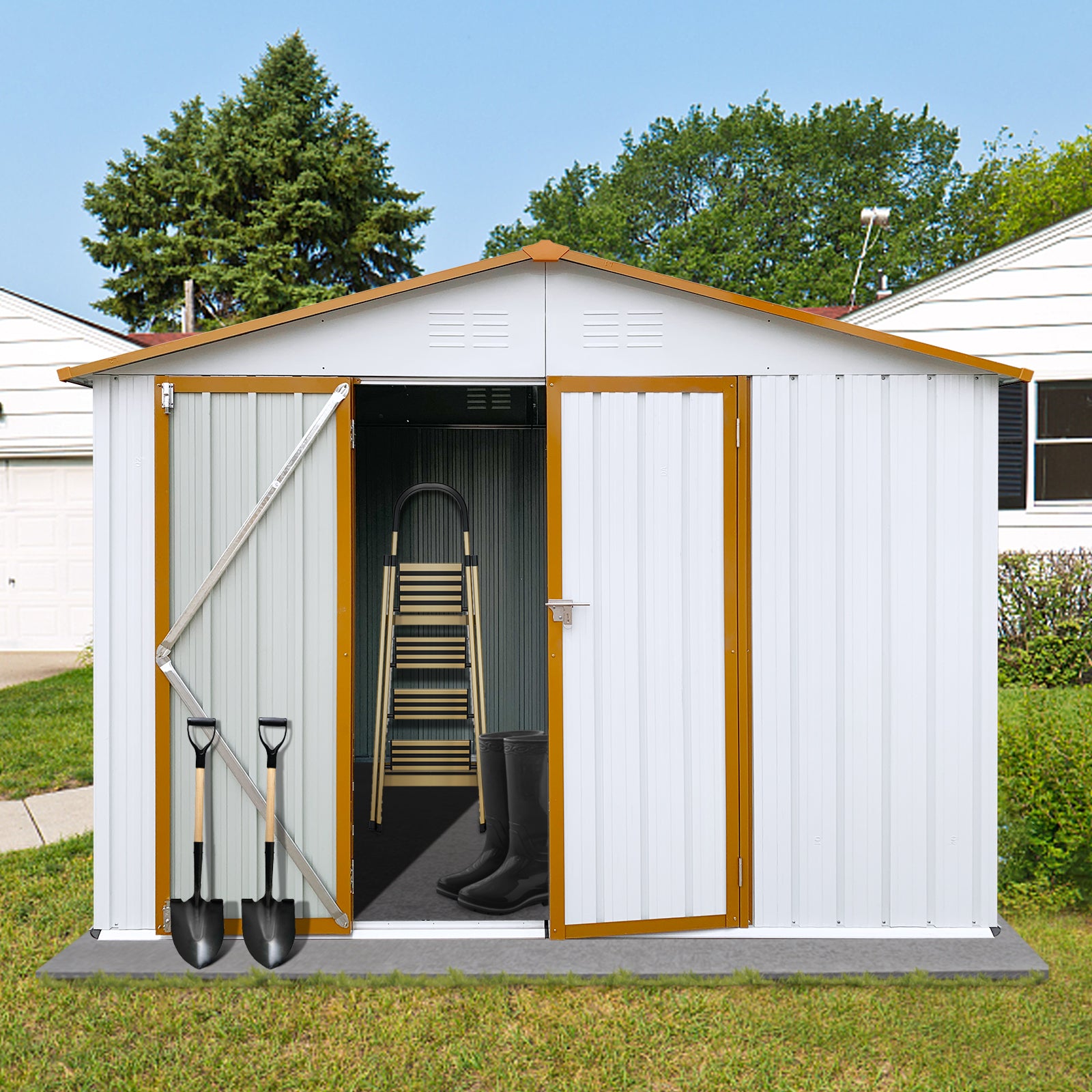 Metal garden sheds 6ftx8ft outdoor storage sheds