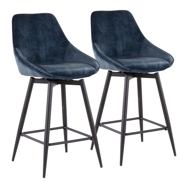 Carson Carrington Alba Counter Stool with Black Metal Base and Square Footrest (Set of 2)