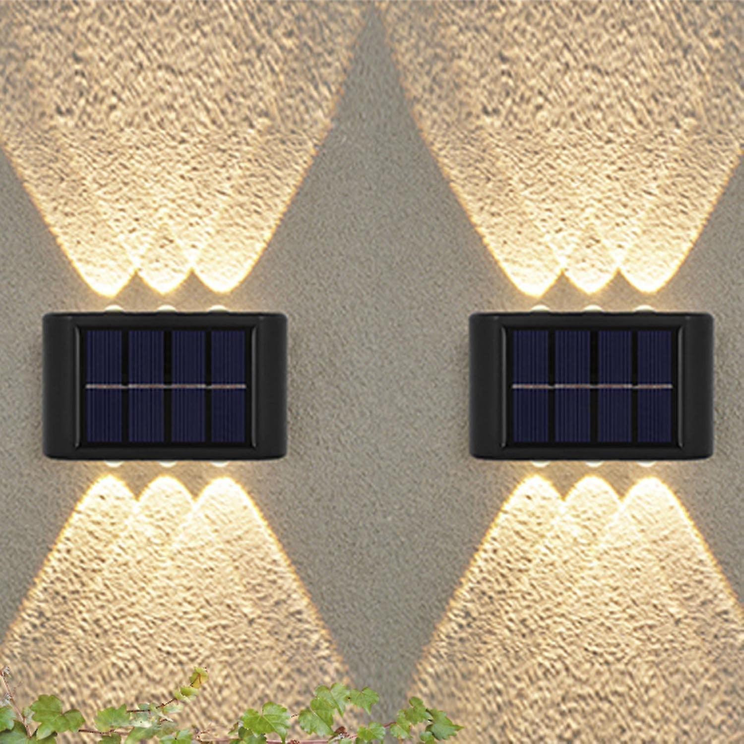 Yaju  Solar Wall Lights Outdoor， Led Waterproof Solar Fence Lights Up And Down Wall Lamps For Garden Decoration， Fence， Yard， Front Door， Pathway 2pcs