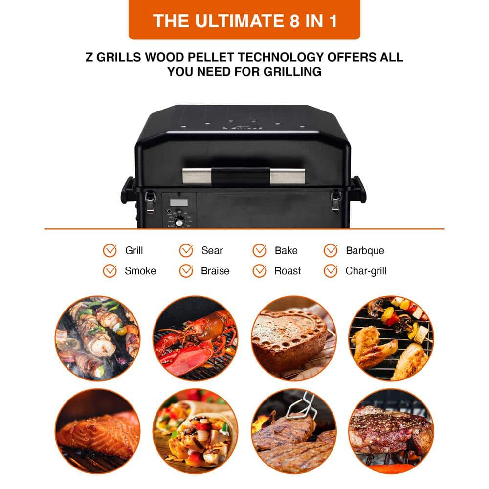 Z GRILLS 202 sq. in. Portable Pellet Grill & Electric Smoker Camping BBQ Combo with Auto Temperature Control in Black ZPG 200A