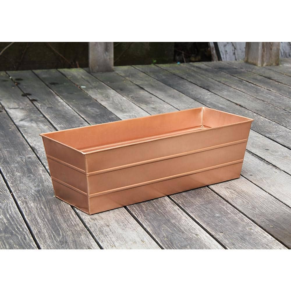 Achla Designs Medium Galvanized Steel Flower Box Planter， 24 in. W Copper Plated C-20C