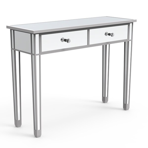 Mirrored Console Table Entry Table with 2 Drawers， Accent Sofa Table for Living Room