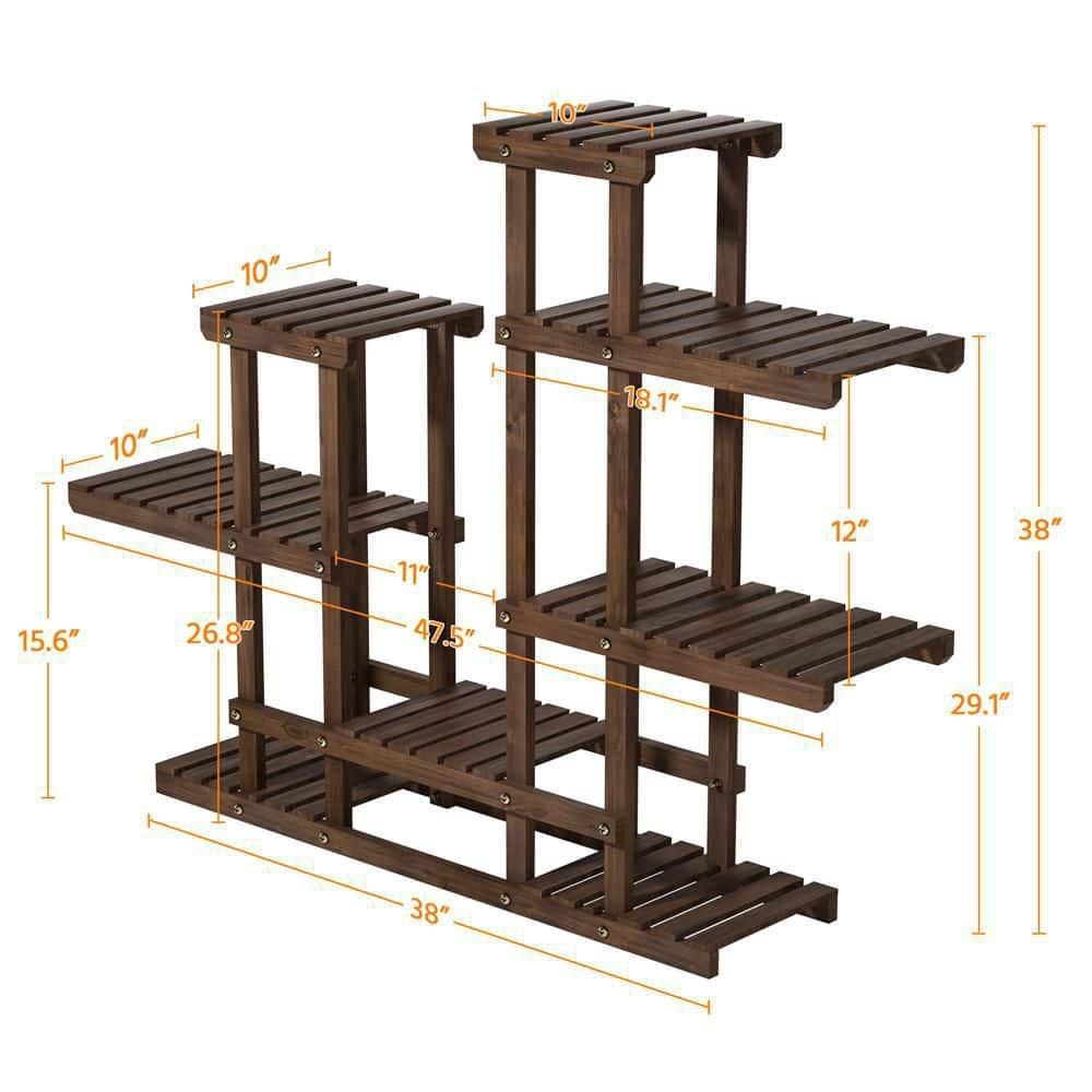 Yaheetech 38 in. Indoor/Outdoor Tiered Wood Plant Stand Plant Flower Display (6 Tier) DYw6uv0001