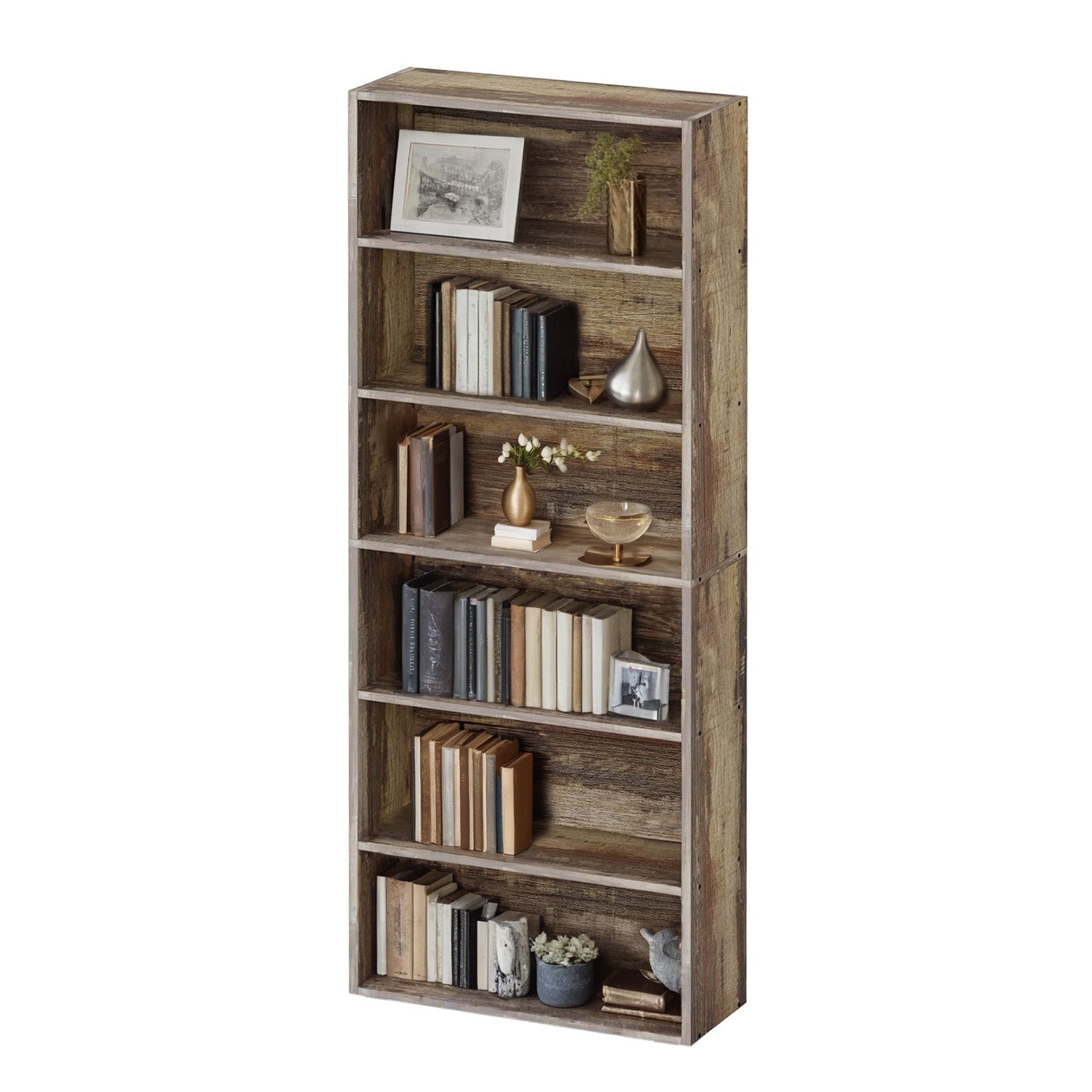 Industrial Bookshelves Bookcases 6 Shelf Storage Shelves Floor Standing 70 Inches High