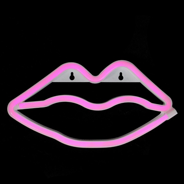 Battery Operated Neon Style Led Valentine x27 s Day Lips Wall Sign Pink