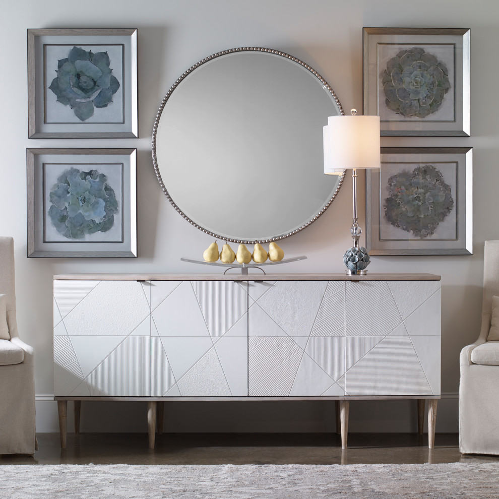 Uttermost Tightrope 4 Door Modern Sideboard Cabinet   Modern   Accent Chests And Cabinets   by Zin Home  Houzz