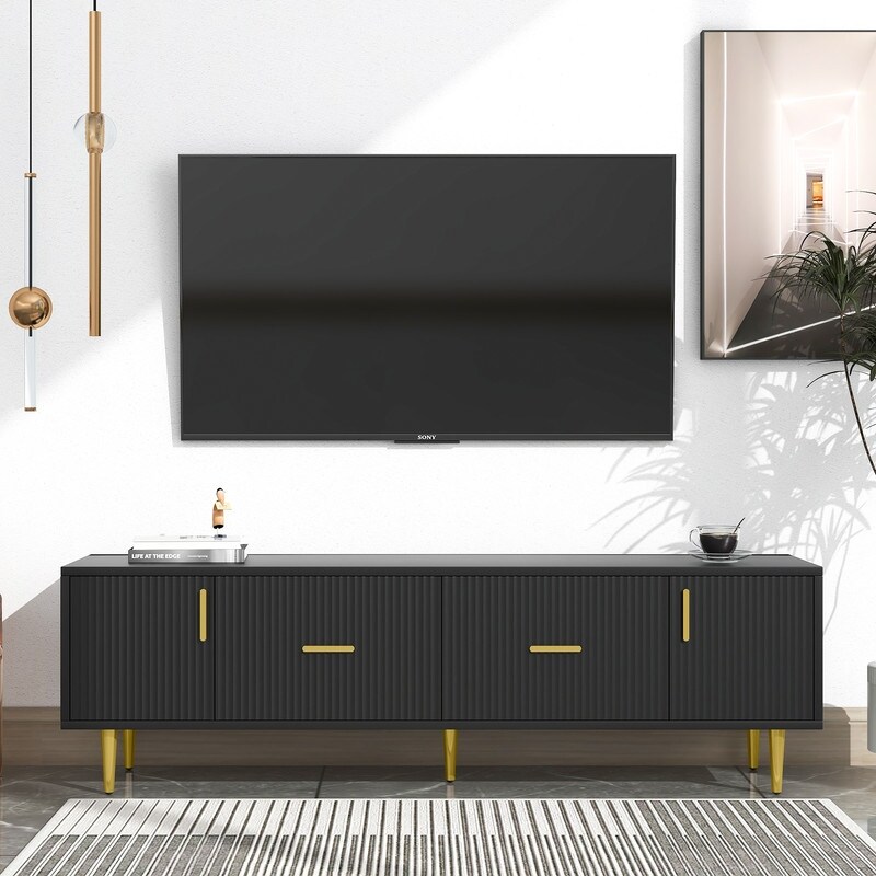 Modern TV Stand with Cabinets and Drawers for TVS Up to 75\