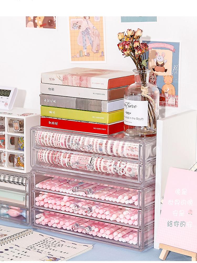 Multifunctional Desktop Organizer Pen Washi Tape Holder Makeup Storage Box School Office Accessories Stationery