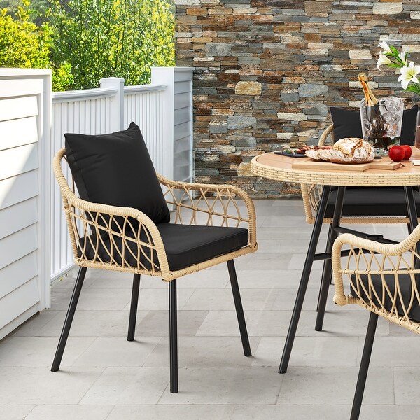 Moasis 4Person Patio Bistro Set Wicker Dinner Table Set