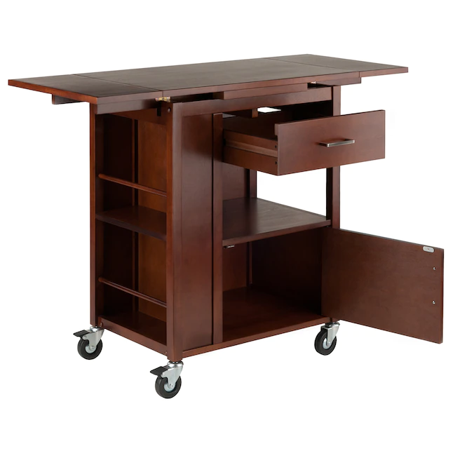 Winsome Wood 94643 Brown Wood Base with Wood Top Rolling Kitchen Cart (18.35-in x 27.56-in x 33.46-in)