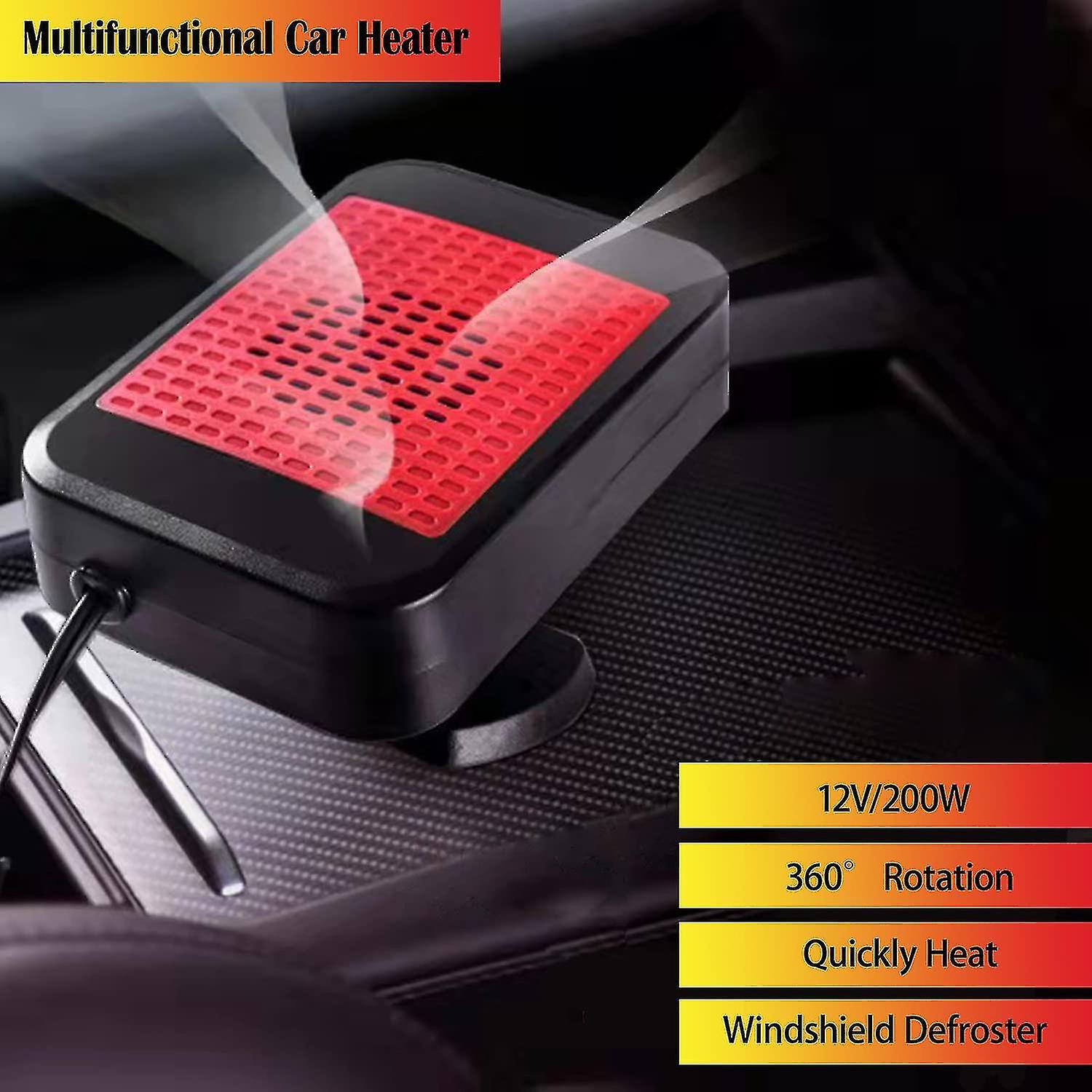 Portable Car Heater，360 Rotatable 12v 200w Car Heater Defroster 2 In 1 Heating and Cooling Fan Windshi