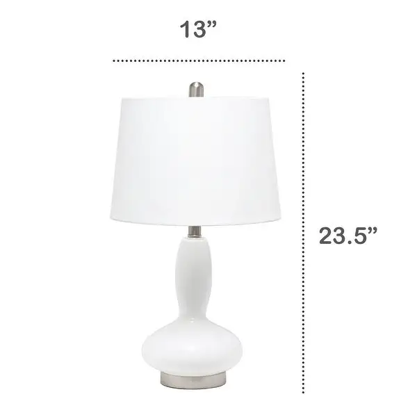 Lalia Home Glass Dollop Table Lamp with White Fabric Shade， Seafoam - 8.8L x 8.8W x 16.5H