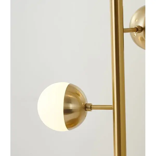 Brass Metal Table Lamp With White Glass Shades