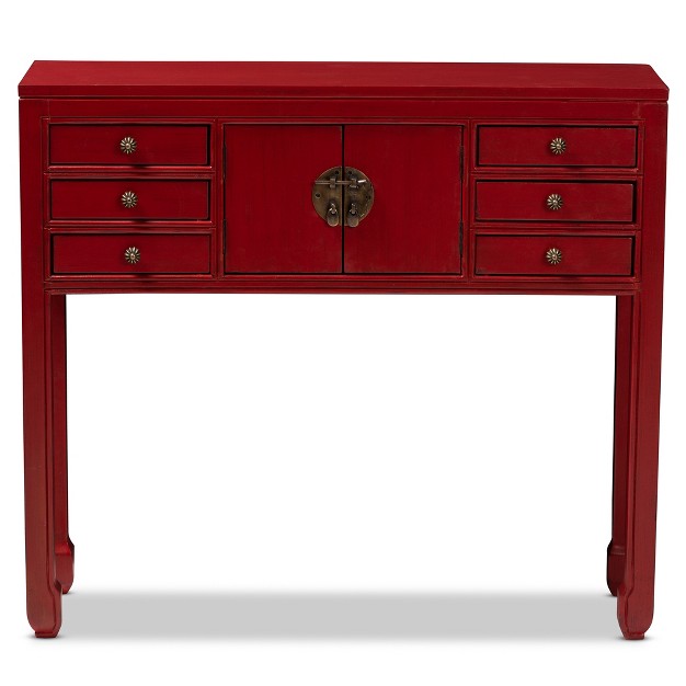 Melodie 6 Drawer Console Table Red Baxton Studio