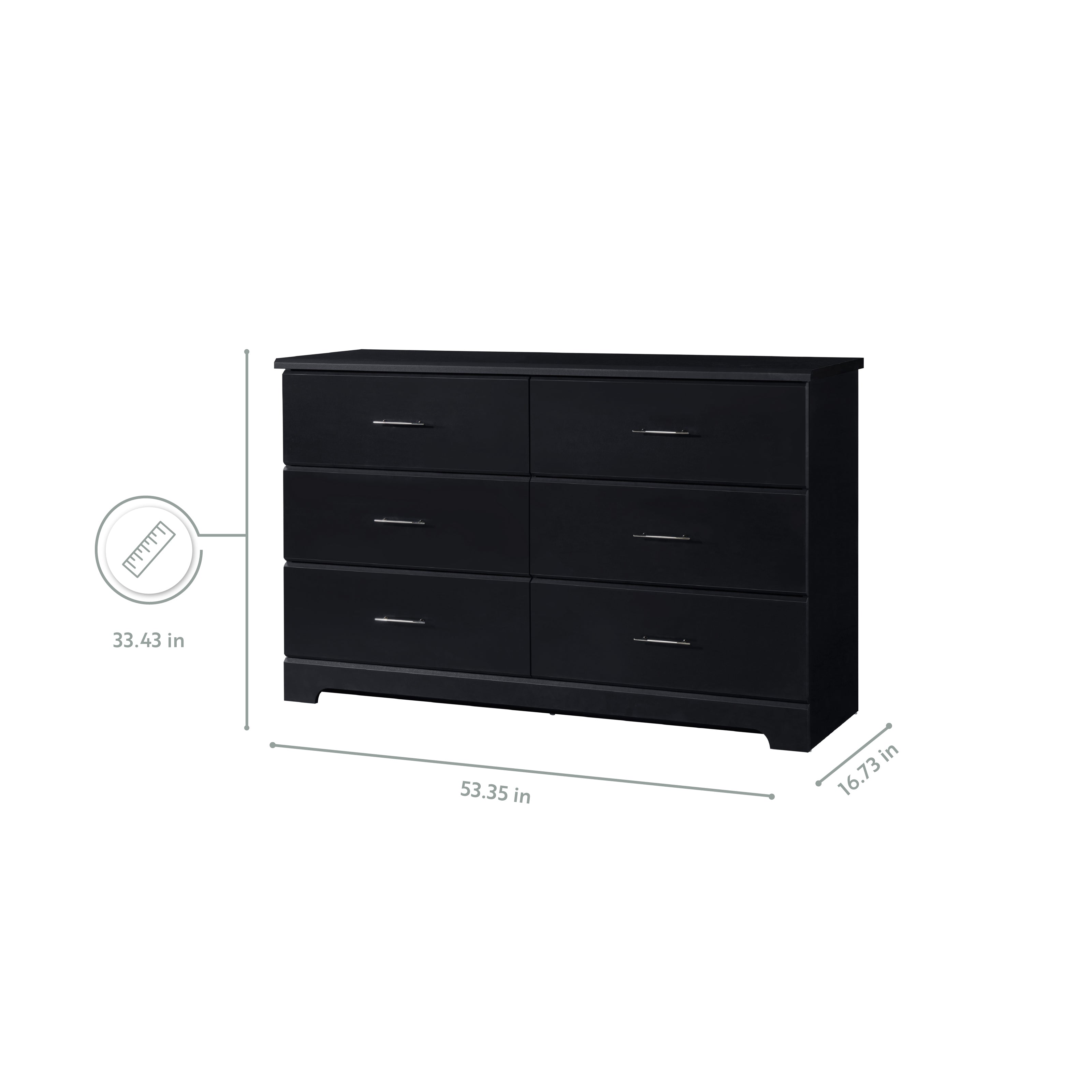 Storkcraft Brookside 6 Drawer Modern Double Dresser Black