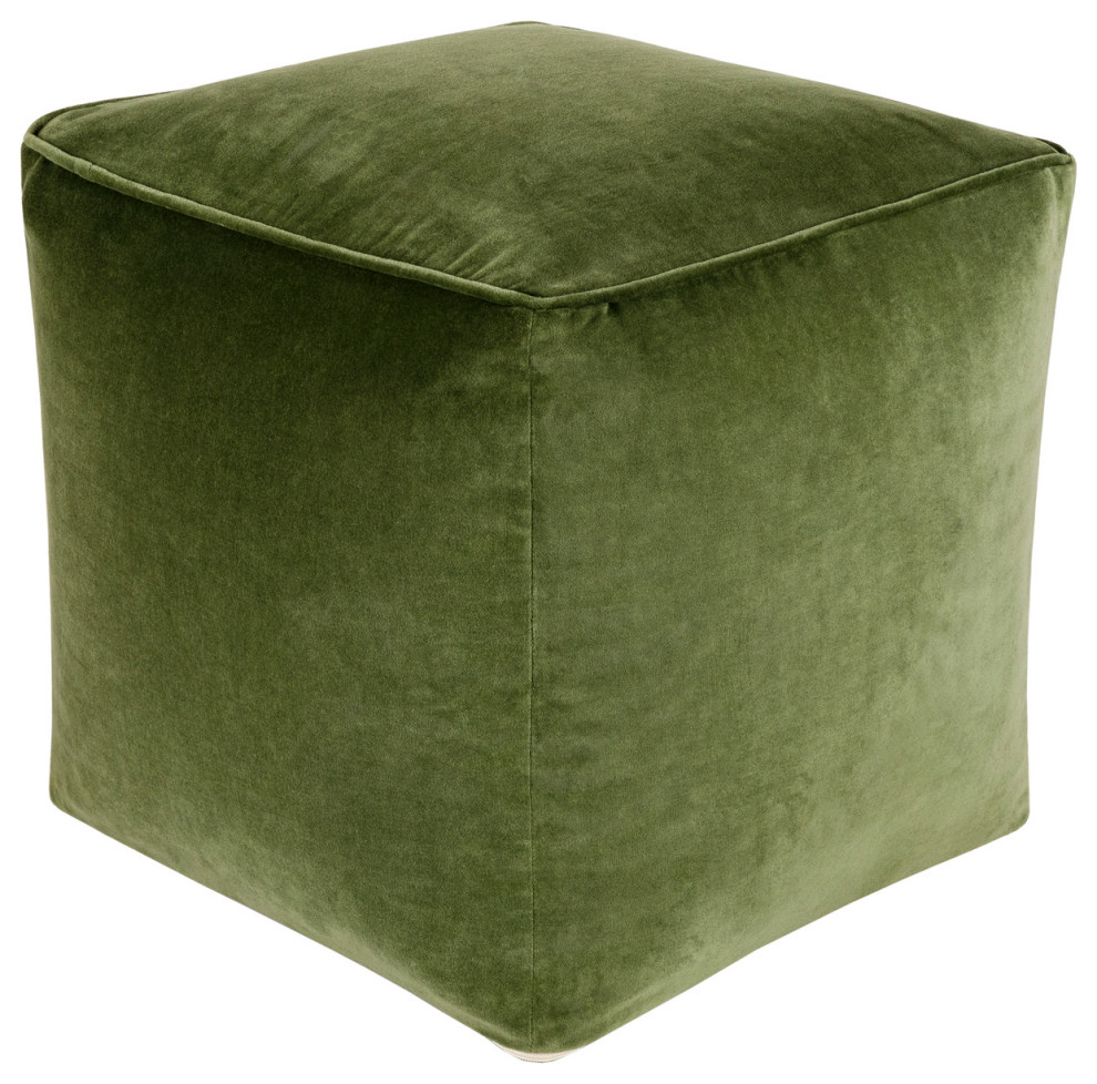 Surya Cotton Velvet Cvpf 018 Pouf 16 quotH X 16 quotW X 16 quotD   Contemporary   Footstools And Ottomans   by Lighting New York  Houzz