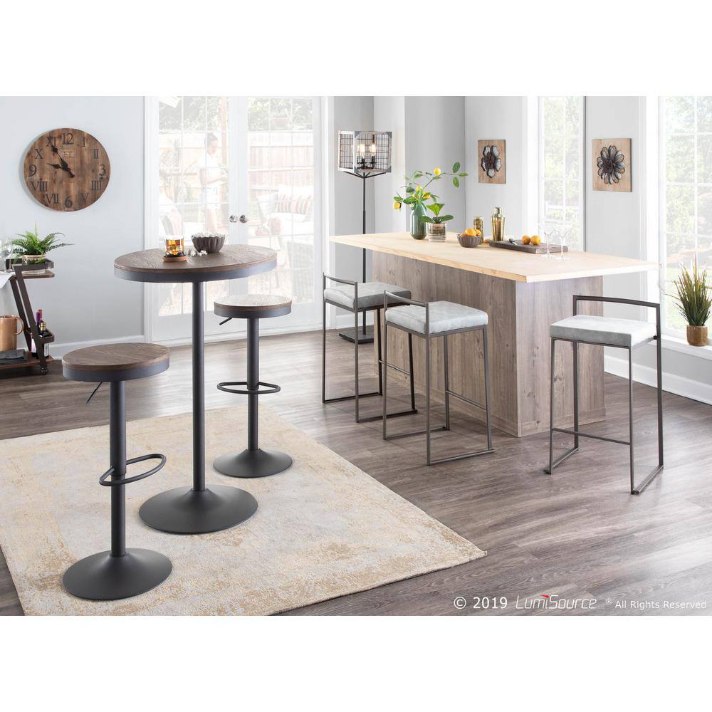 Lumisource Dakota Grey and Brown Adjustable Bar Stool (Set of 2) BS-DAK GY+BN2