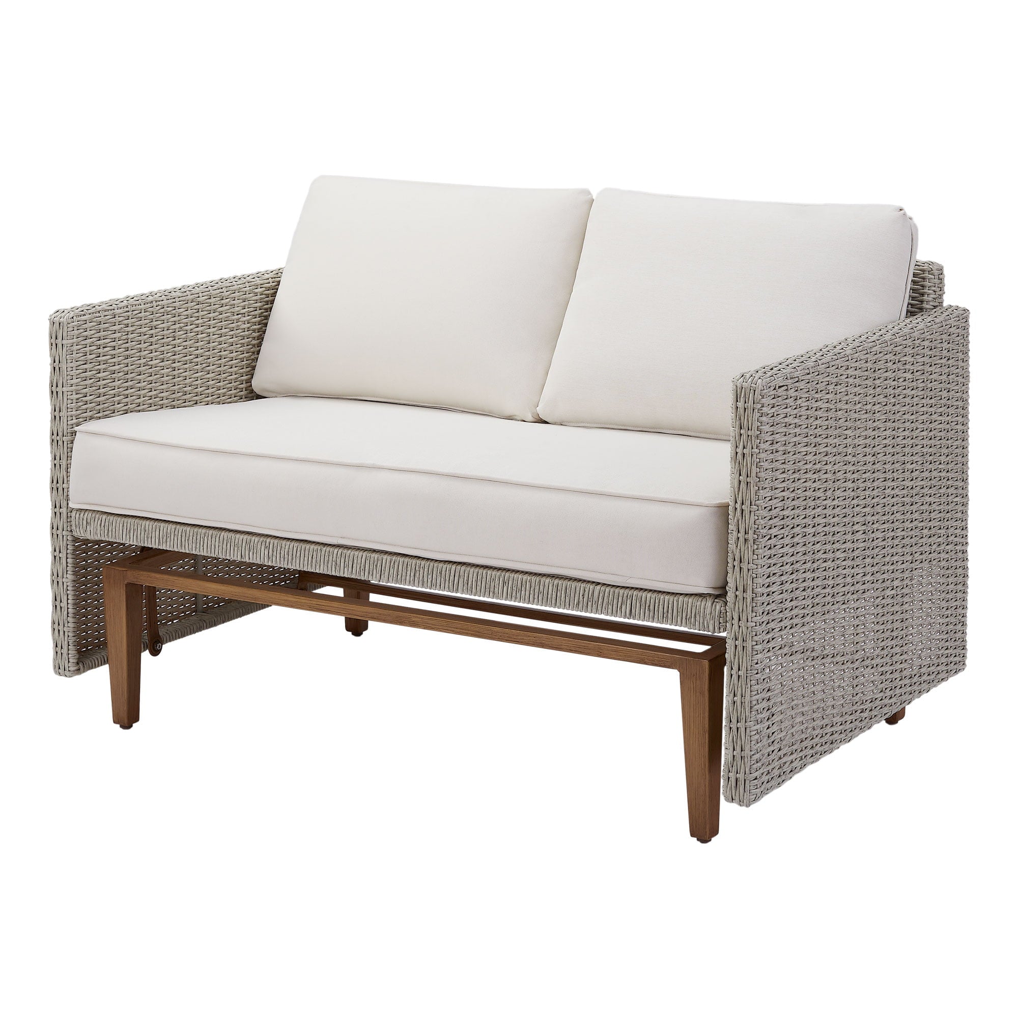 Better Homes & Gardens Davenport Outdoor Loveseat Glider Bench, White and Gray