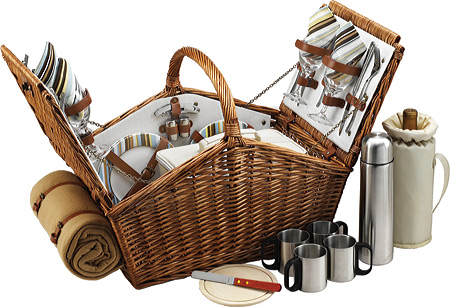 Picnic at Ascot Sussex Picnic Basket with Service for 2， Coffee Set and Blanket (709BC)