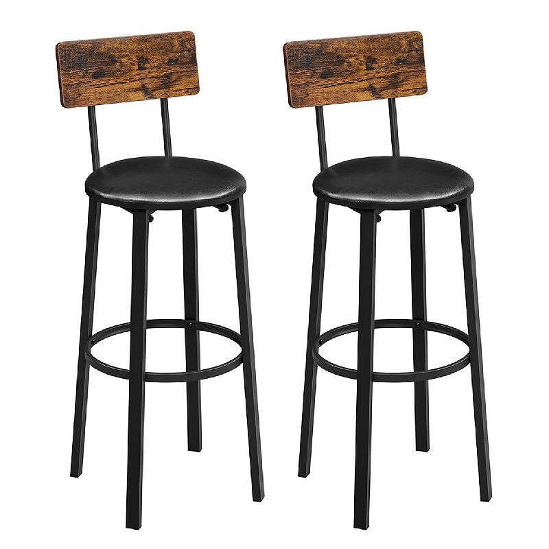 Set Of 2 29.7-inch Barstools With Back And Footrest