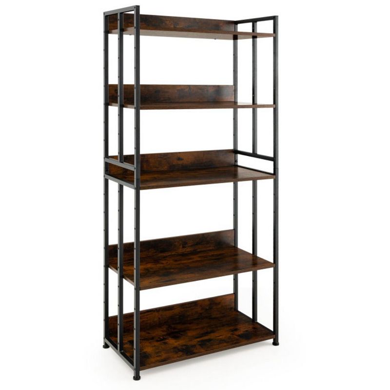 Hivago 3/5-Tier Industrial Bookshelf Storage Shelf Display Rack with Adjustable Shelves