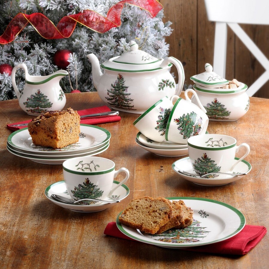 Spode Christmas Tree Sugar and Creamer Set   Sugar 16 oz. / Creamer 8 oz.