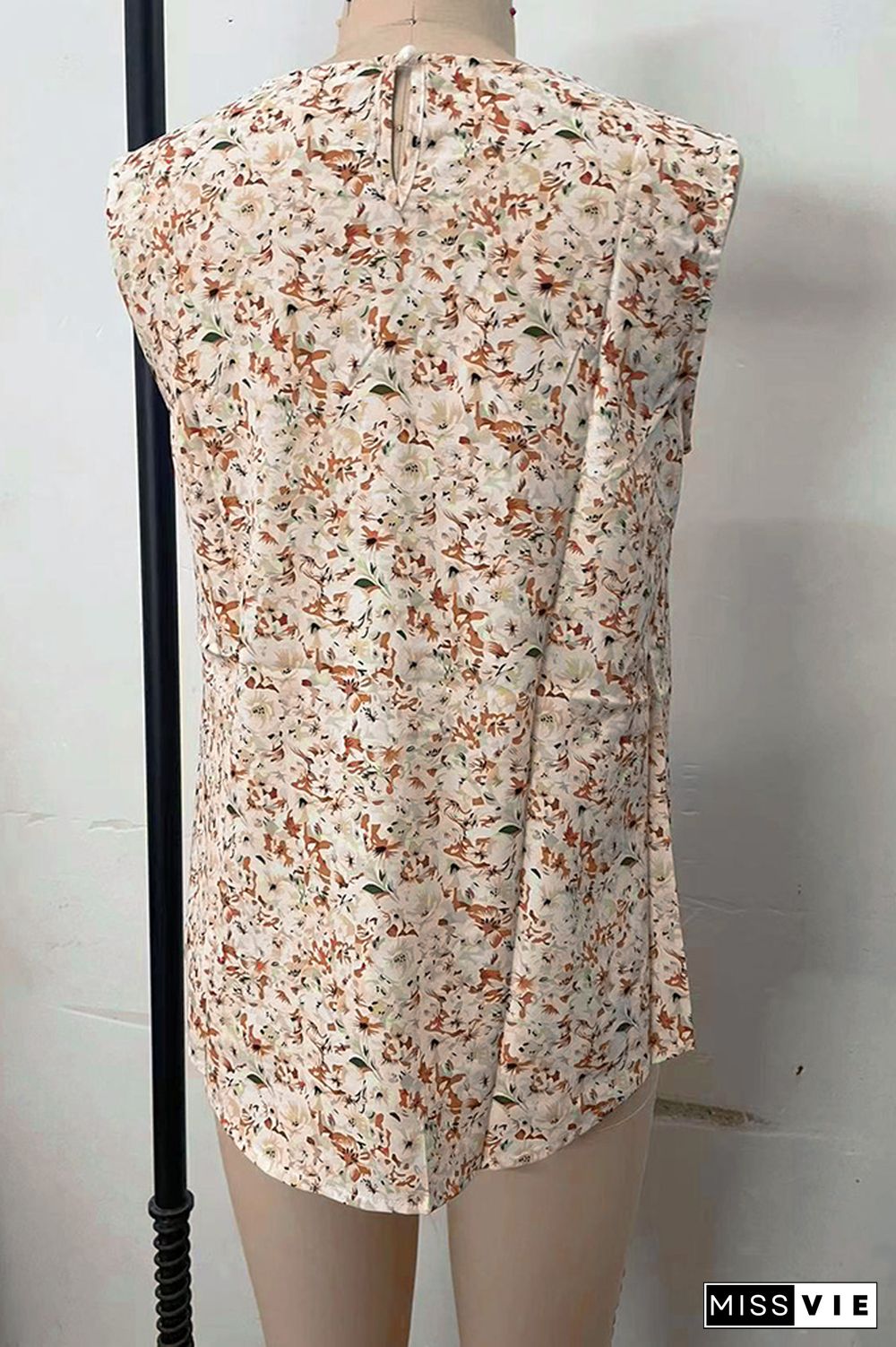 Flower Print Crew Neck Tank Top