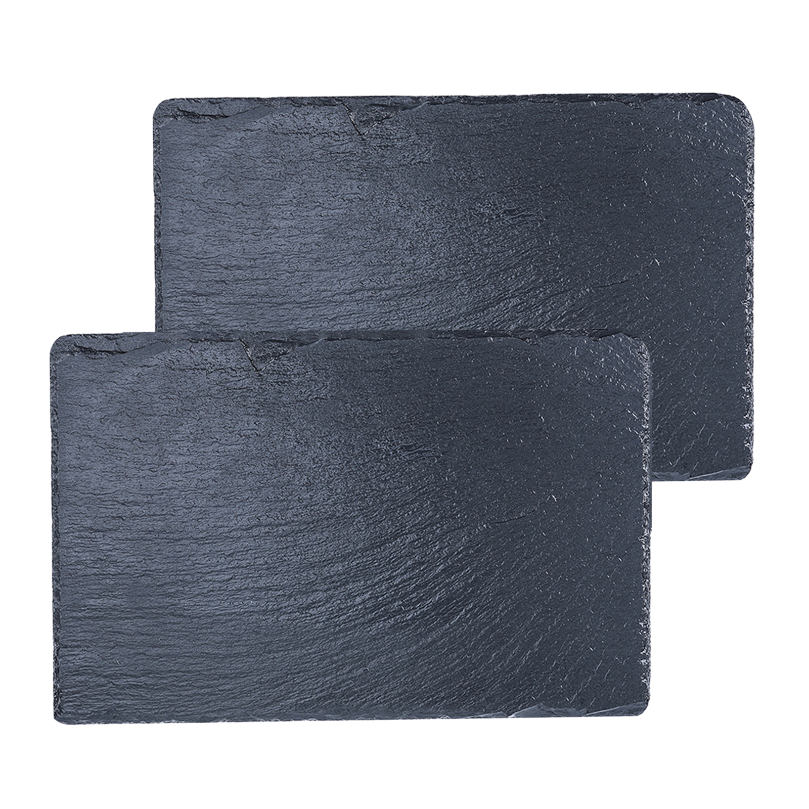 Set of 2 Black Slate Cheese Boards ， Individual Stone Plates for Cheese， Meat， Appetizers (8 x 12 In)