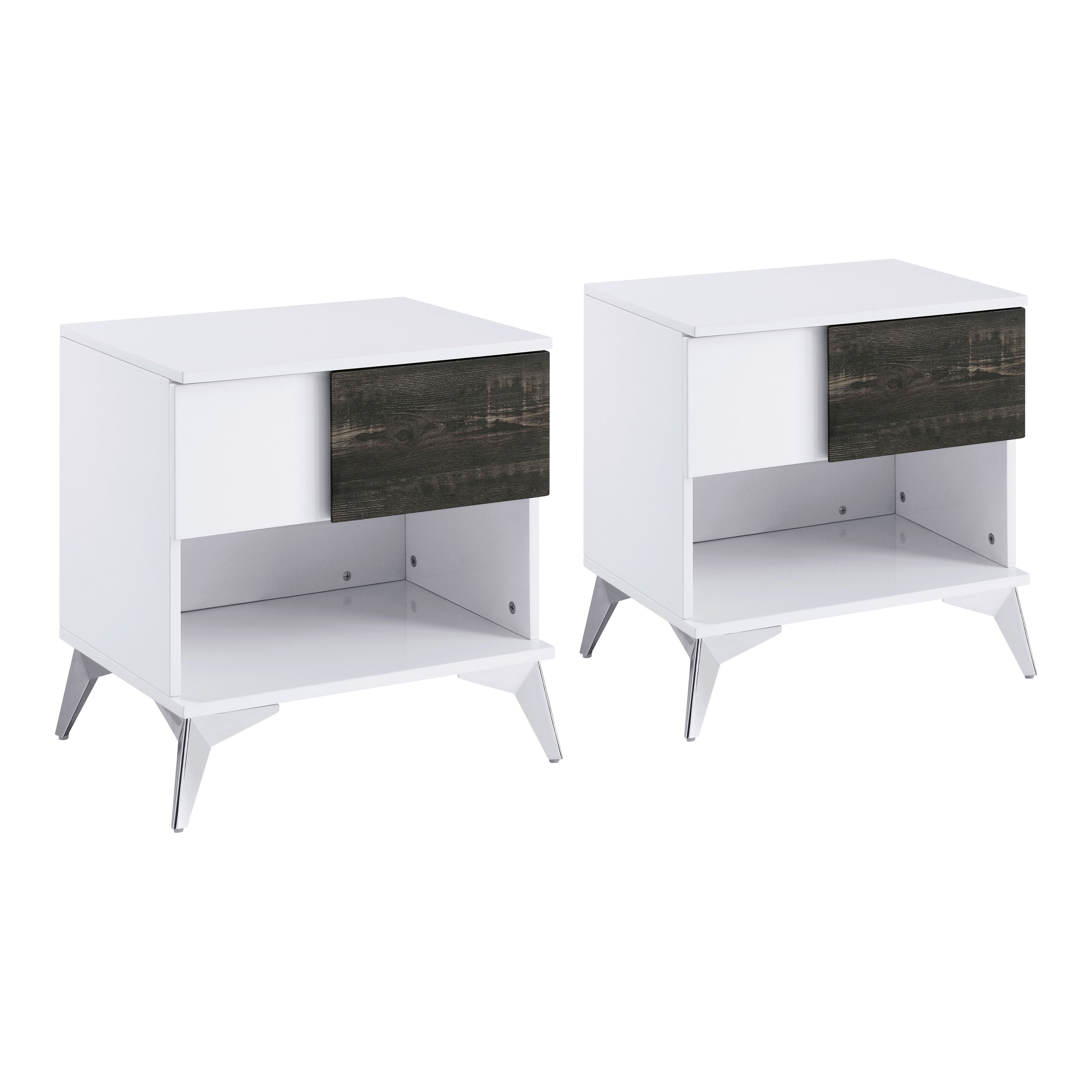 Furniture of America Lennette White 22-inch 1-shelf Side Table (Set of 2)