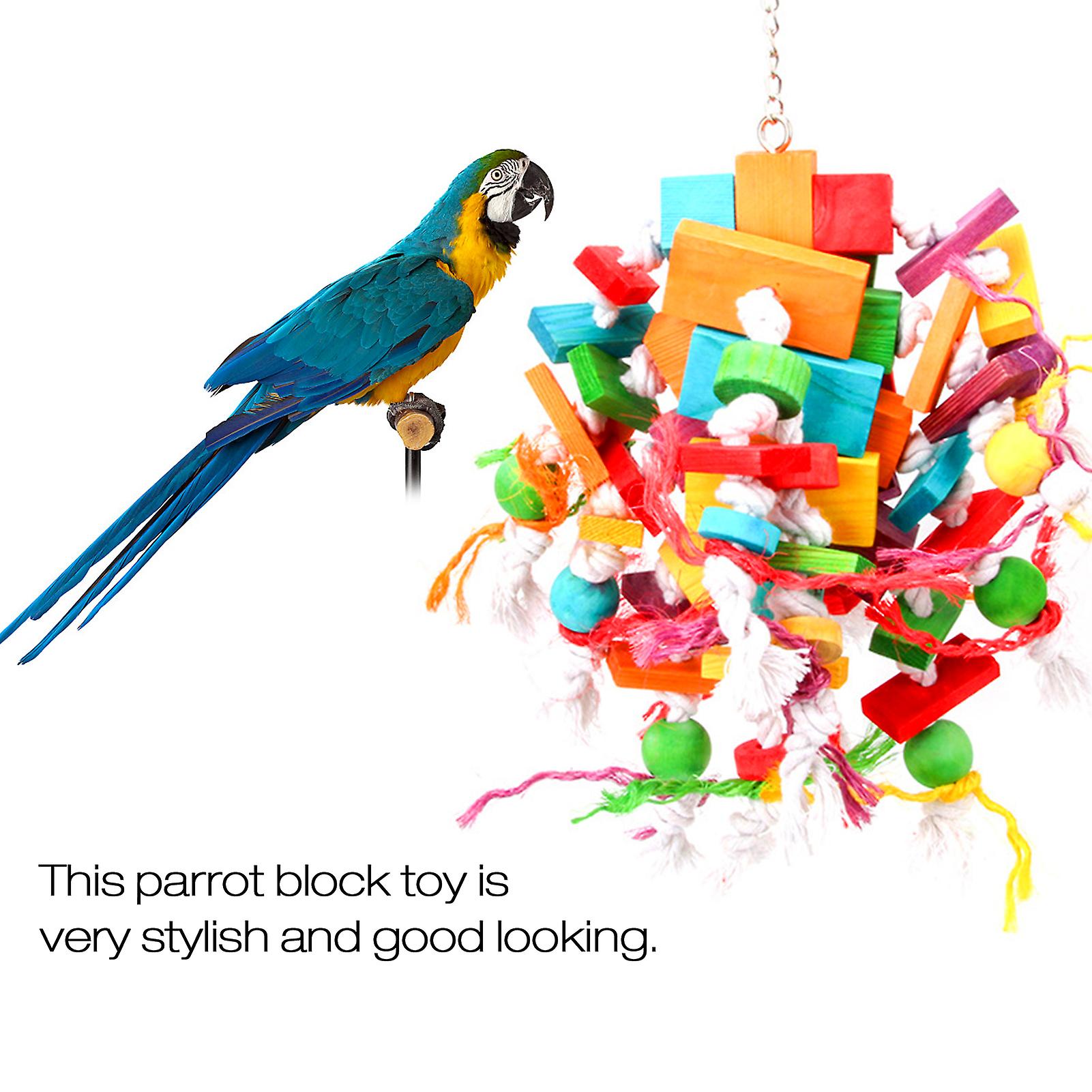 Large Bird Parrot Toys Wooden Parrot Toys Parrot Chewing Hanging Toys Cotton Rope Skewers Gold