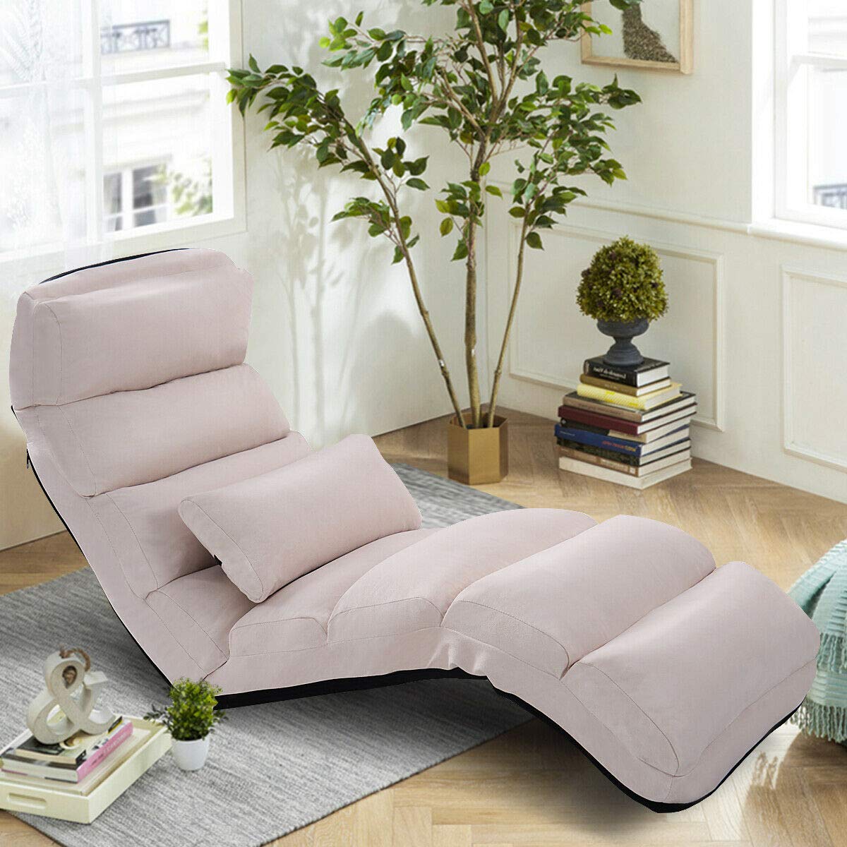 Folding Lazy Sofa Chair Stylish Sofa Couch Beds Lounge Chair W/Pillow