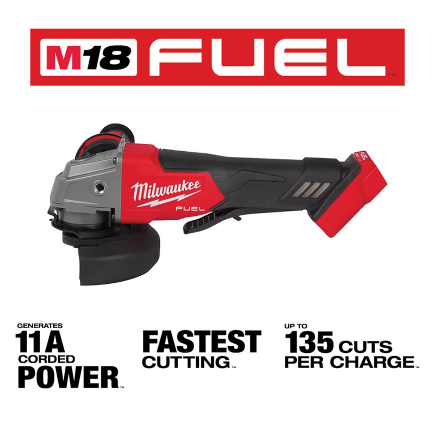 MW M18 FUEL 18 V 11 amps Cordless 4-1/2 to 5 in. Grinder Tool Only